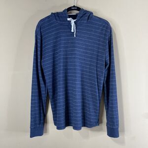 Marine Layer Hoodie Sweater Mens Size Medium Blue White Stripe Long Sleeve